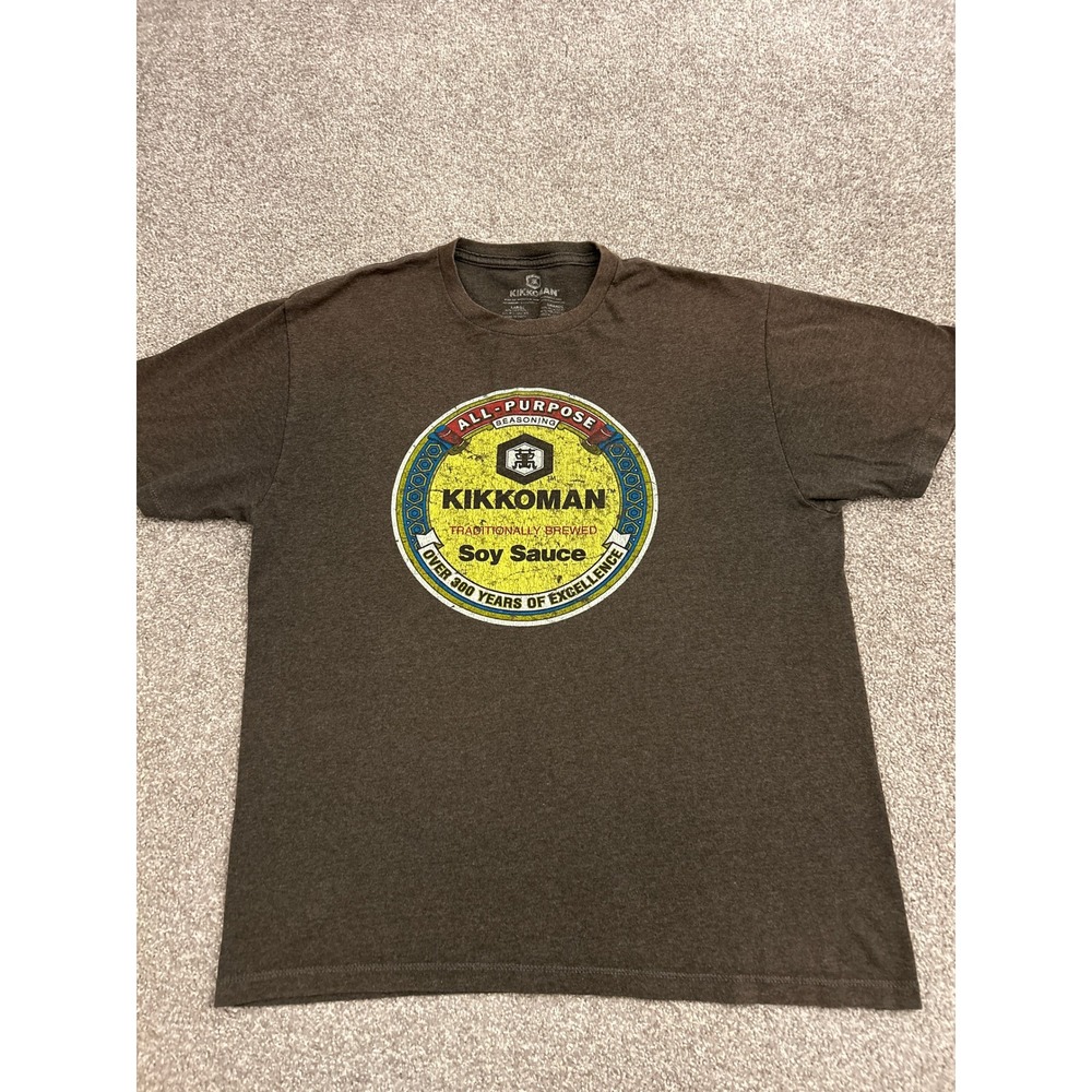 Kikkoman Soy Sauce T Shirt Mens Large Brown Excellent Distressed Graphic Tee
